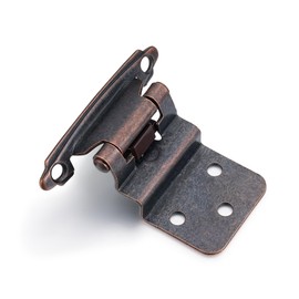 Vallecloud 10 Pack (5 Pair) 3/8" Inset Antique Copper (Oil Rubbed Bronze) Self Closing Cabinet Hinges for Offset Kitchen Cabinet Door, Face Frame Semi Concealed Hinges