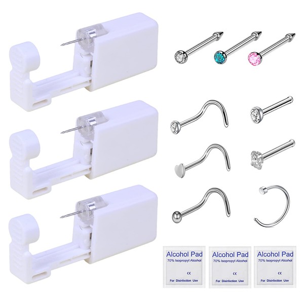 HYJLPAF Nose Piercing Kit - 3 Pack Self Nose Piercing