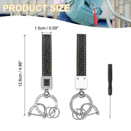 PATIKIL Leather Car Keychain, Microfiber Leather Bling Wristlet Keychains Key Fob Holder with Keyrings for Women Tote Bag Backpacks Accessories, Black