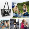 2 in 1 Semi Clear Beach Tote Bags Large Work