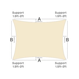 Vexoria Sun Shade Sail Canopy, 10' x 13' Rectangle 95% UV Block Shade Cover for Outdoor, Backyard Patio, Lawn, Garden, Sandbox Carpor Sand