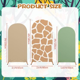 RimCereal Arch Backdrop Cover Set of 3 Wedding Arch Covers Spandex Backdrop Stand 4ft, 5ft, 6ft for Wedding Birthday Banquet Boy Girl Ceremony Decoration(Khaki,Safari Theme)