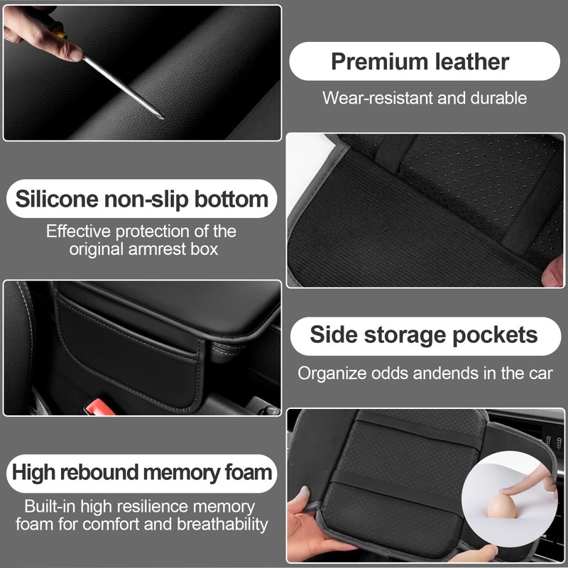 Car Center Console Cover, PU Leather Armrest Pad Cover, Universal