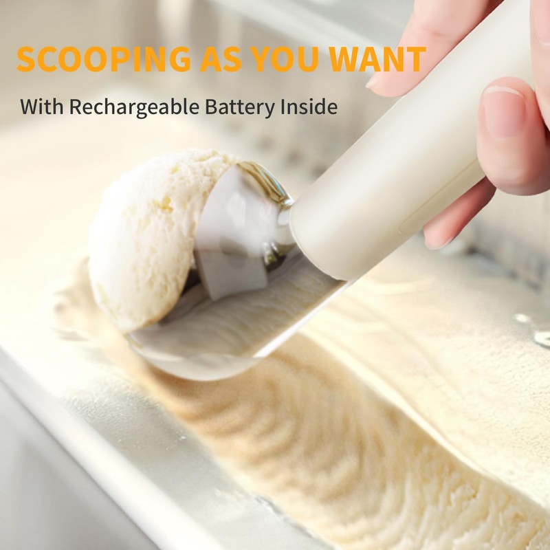 Heated Ice Cream Scoop, Rechargeable Electric Scooper for Hard IceCream,