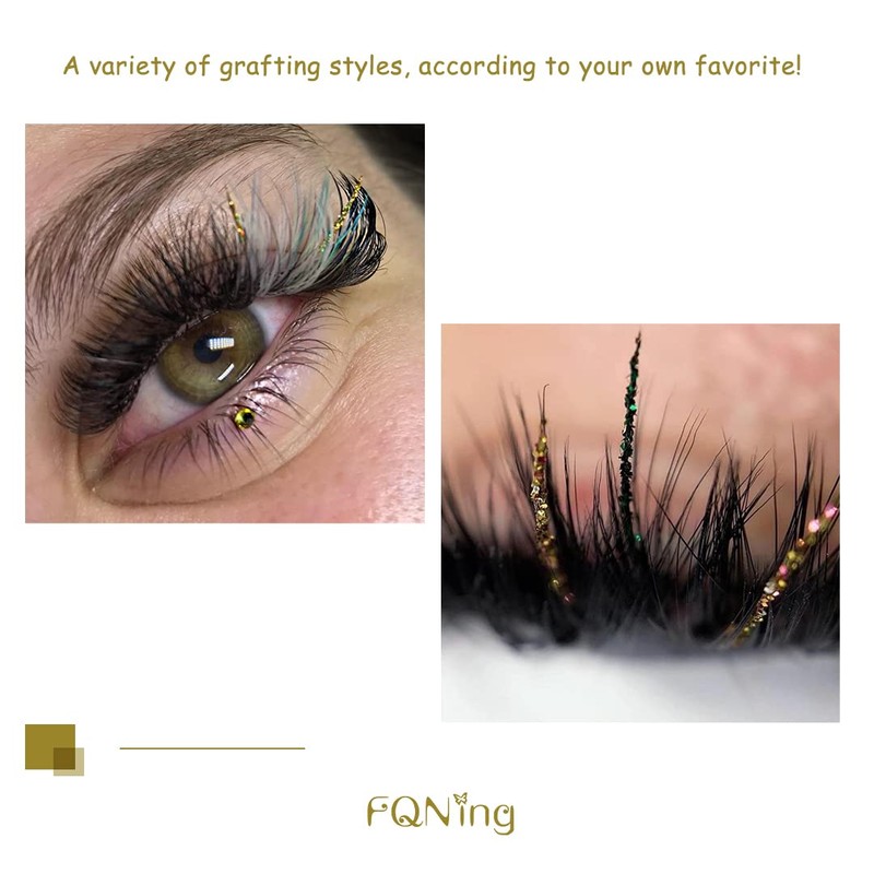 Glitter Lashes Extensions Golden Colored Spike Eyelash Extension Colorful Lash