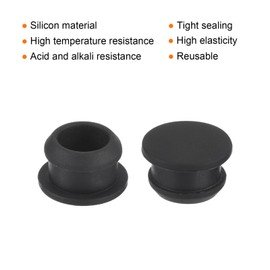 MECCANIXITY Silicone Snap in Locking Hole Plugs,Rubber Panel Seal Cover Flush Type Panel Round for Kitchen Rubber Bulkheads Waterproof Sealing Plugs 12.5mm/0.5 Inch Diameter Black,Pack of 10