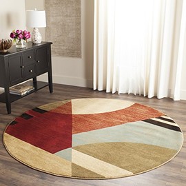 SAFAVIEH Porcello Collection 7' Round Multi PRL6861 Mid-Century Modern Abstract Non-Shedding Dining Room Entryway Foyer Living Room Bedroom Area Rug