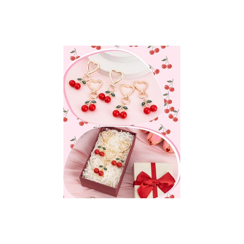 8PCS Cherry Keychain Set - Cute Decorative Bag Accessories