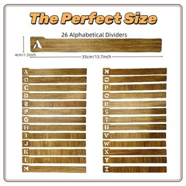 Jxueych Vinyl Record Dividers, Alphabetical Vinyl Record Storage Dividers A-Z,Wooden Record dividers, 26 Record Holder Organizer Guides, Record Separator, Book Dividers