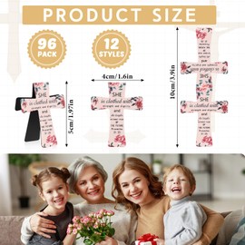 96 Pcs Magnetic Bookmarks Christian Bible Gift for Mother's Day Book Markers Religious Bible Verses Cross Magnetic Page Clips for Women Student School Church Reading Gifts (Flower,Bible)