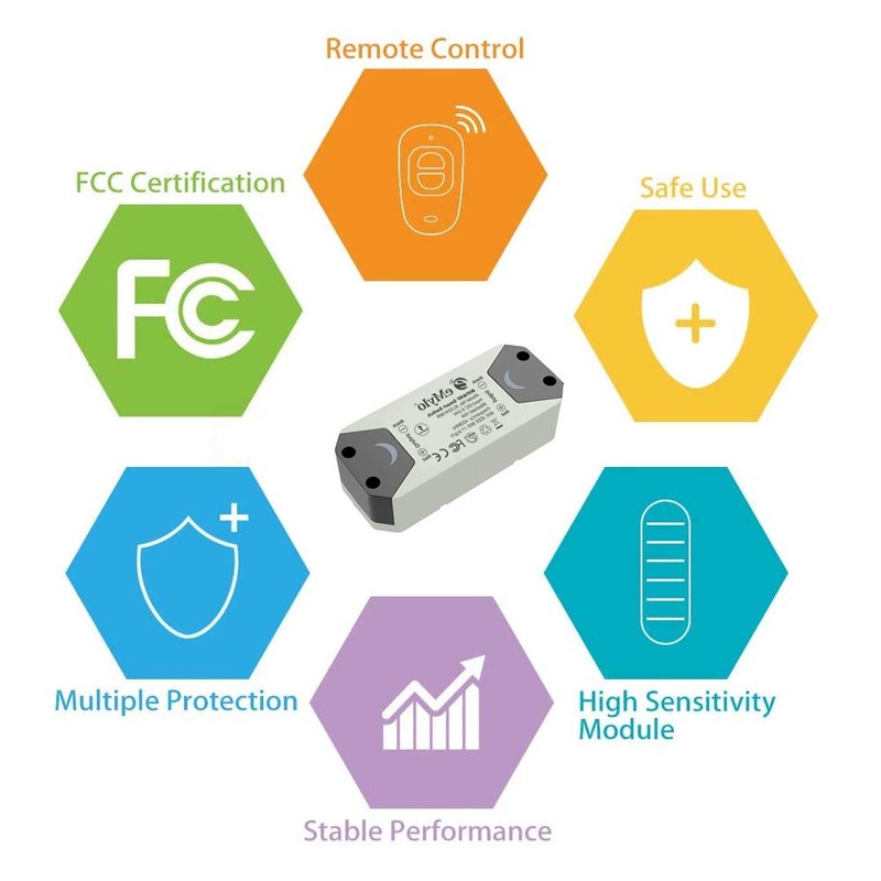 eMylo Smart Relay Switch Wireless RF DC 12V Two 2-Channel