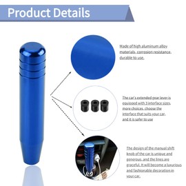 KIMISS Universal Car Gear Knob with 3 Adapters, Aluminium Alloy Gear Knob with Length of 18 cm / 7.1 Inches (Blue)