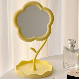 Haim High Flower Design Tabletop Mirror 360 Degree Rotating Storage Mirror, Yellow / 하임하이 플라워 디자인 탁상 미러 360도 회전 수납형 화장거울, 노란색