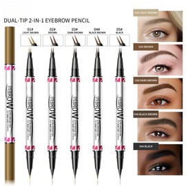 Magic Microblading Eyebrow Contouring Pencil - Eyebrow Pen,Brow Pencil 2-in-1 Dual-Ended - Precise Waterproof Brow Pen 2 Tipped Precise Waterproof With A Micro-Fork Tip Applicator