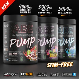 ABE Zero Stim Pre-Workout for Explosive Focus, Energy, and Muscle Pumps | Tiger's Blood | 40 or 20 Servings | Stimulant-Free Formula | Citrulline Malate, Creatine, Beta-Alanine