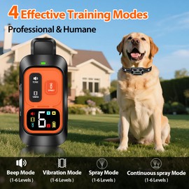Citronella Dog Training Collar [2*Bark Collar] 1000FT Citronella Dog Bark Collar with Remote Innovative with Beep/Spray/Vibration 1-6 Levels for All Breeds 4 Training Modes Citronella Collar