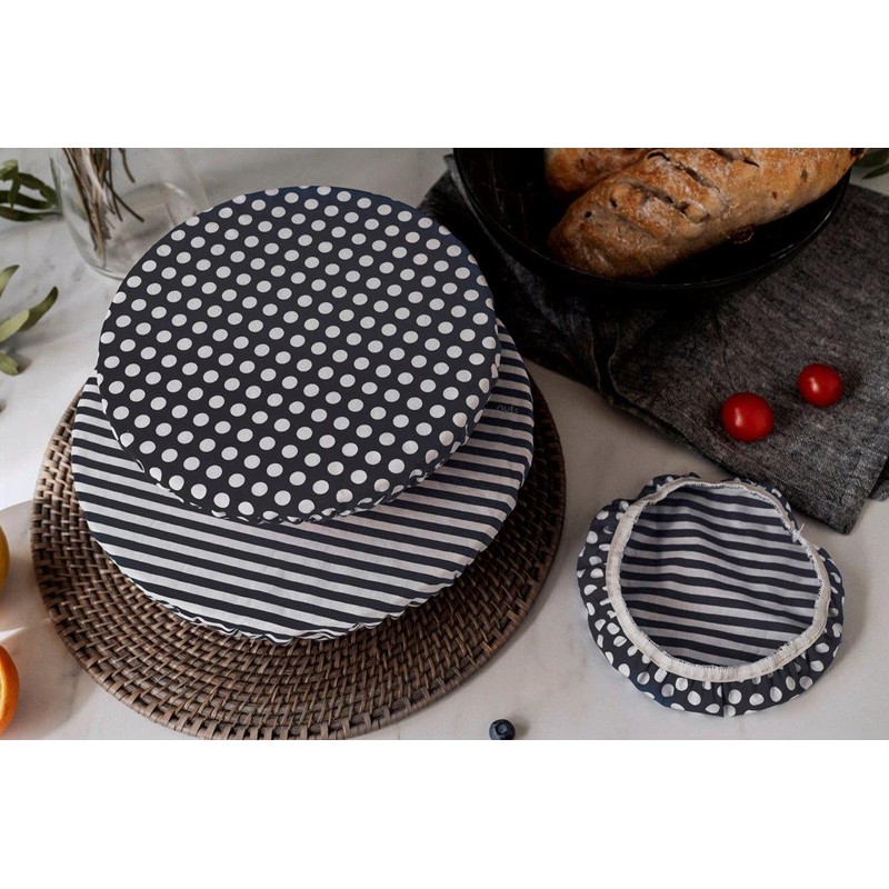 NUTS NULD12 Bowl Cover, Black Stripe, Set of 3, Tableware