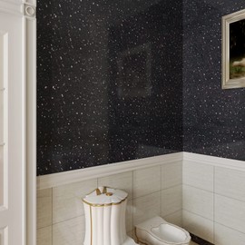 CRE8TIVE Black Granite Contact Paper for Countertops Waterproof 24"x354" Large Size Peel and Stick Marble Wallpaper Granite Paper Self Adhesive Removable Glossy Vinyl Roll for Kitchen Bathroom Cabinet