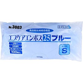 No.3003 Evcare Embossing 25 Food Sanitation Law Disposable Gloves, Blue, Small, Bag, Pack of 100