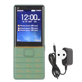 S475 2G Senior Cellphone 2.4in Screen Basic Phone Big Button Phone 3 SIM Cards Standby Clear Sound Mobilephone with Built in 2500mAh Battery 100‑240V Green EU Plug