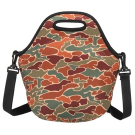 PATIKIL Insulated Lunch Bag, Neoprene Lunch Tote Bag Thermal Portable Lunch Box Food Container with Shoulder Strap for Work Office Picnic Outdoor, Camouflage Stripe Pattern