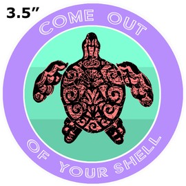 Athena Brands Tribal Turtle Come Out of Your Shell - Car Truck Window Bumper Sticker Decal - Panama Purple