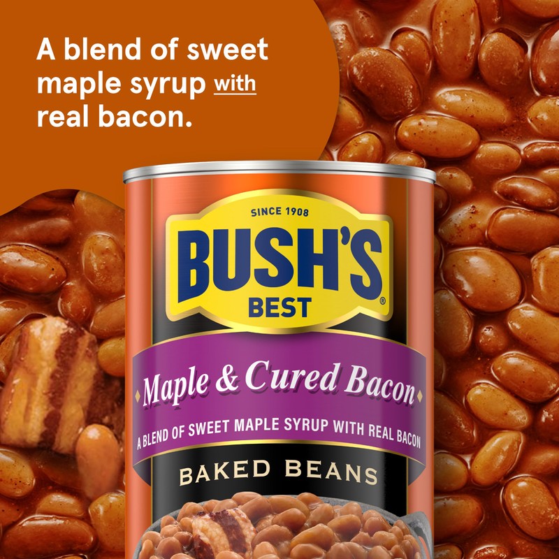 Bush's Best, Maple Cured Bacon Baked Beans, 28oz Cans (Pack
