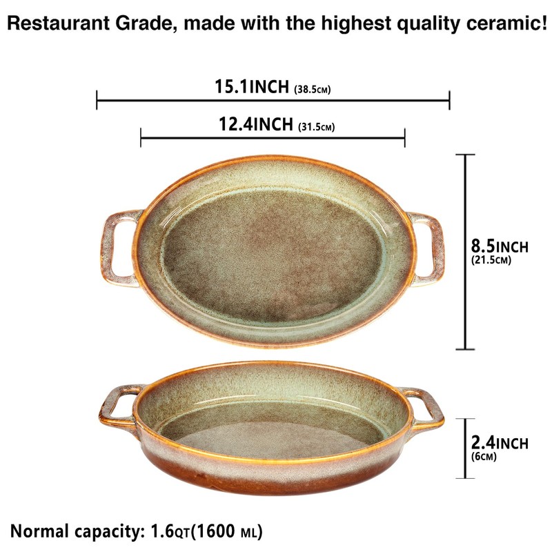 jinsongdafa Oval Casserole Dish, 12" x 8" Ceramic Au gratin