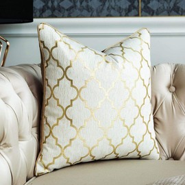 Goldfarbener Kissenbezug, dekorativ, quadratisch, einzigartig, goldfarben, Heimdekoration, für Sofa, Outdoor, Schlafzimmer, Wohnzimmer, Terrasse, Stuhl, mit unsichtbarem Reißverschluss, 45 x 45 cm,