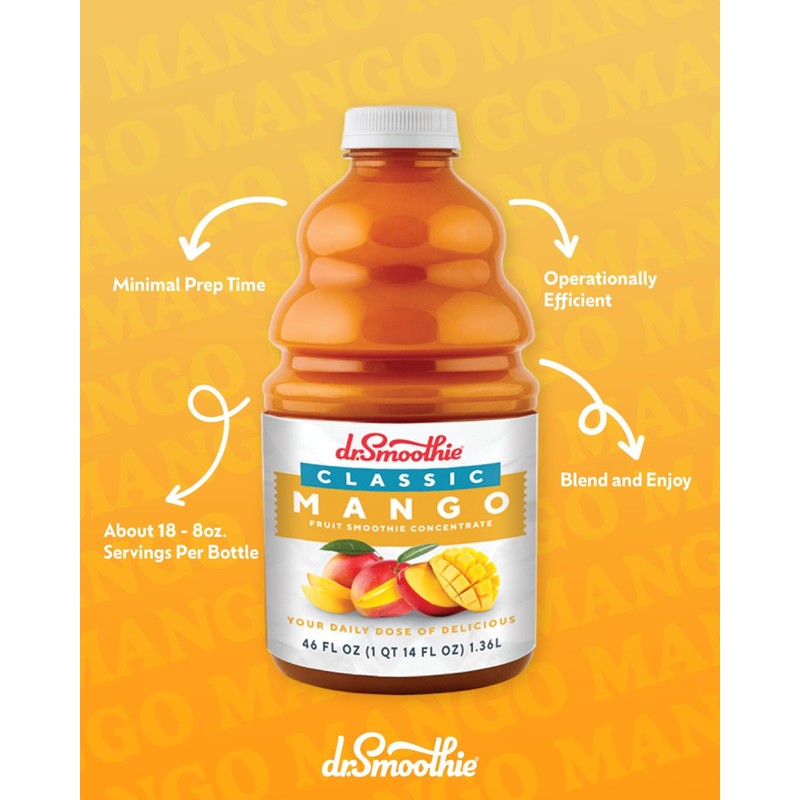 Dr. Smoothie Mango Tropics Classic Blend Smoothie Bottles, 46-Ounce by