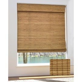 UNISHADES Cordless Bamboo Roman Shades for Windows, Blinds Size (30 1/2" W × 64" H) Colour (Eastfield Teak) Fits Windows (30 3/4" W × 64" H)