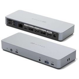 HyperDrive USB C Docking Station 14in1: Dual 4K HDMI, 2 DP, Gigabit Ethernet, USB-A, USB-C, 3.5mm Headphone Jack, DC 135W for MacBook Pro/Air/Dell/HP/Lenovo/Thinkpad and More Type-C Devices