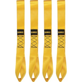 DEWALT DXBC80002 Black/Yellow 1.7" x 18" Deluxe Soft Loops - Heavy-Duty Cargo Bracing (11,000 lb Break Strength), 4 Pack