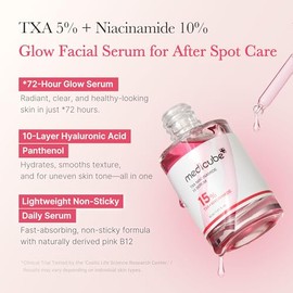 medicube TXA+Niacinamide 15% Glow Facial Serum for After Spot Care | All-in-One Daily Korean Skincare | Uneven Skin Tone, Texture, and Hydration Care | High-Potency Tranexamic Acid 5% | 1.01 fl.oz