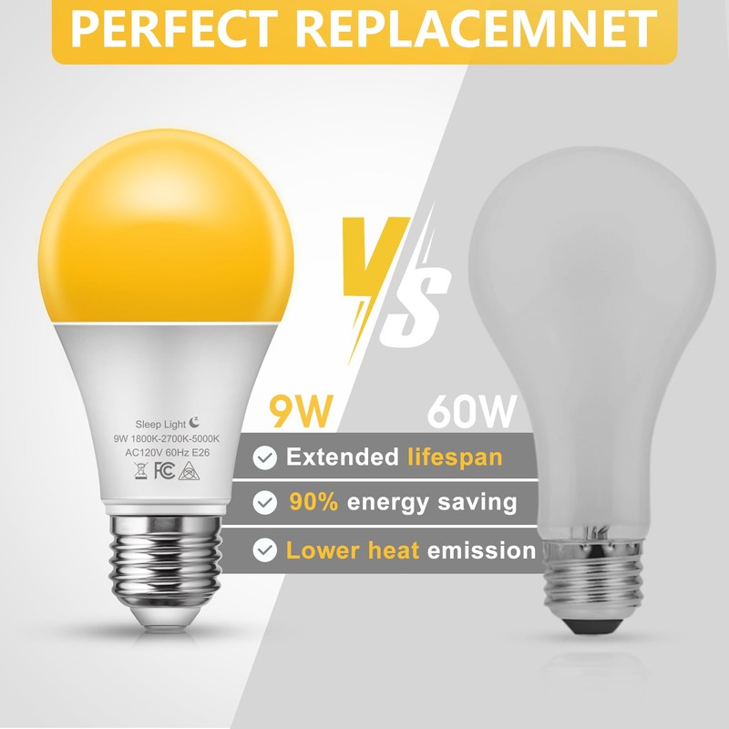Briignite LED Light Bulbs, Warm Light Bulb 9W Equivalent 60W,