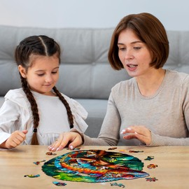 Jigfoxy Wooden Puzzle Adults, Chameleon Puzzle Adult, Wooden Puzzle Wooden Puzzle Adults and Children, Unique Educational Toy in Animal Shape for Family Friends, L-34.5 x 34.3 cm, 300 Pieces