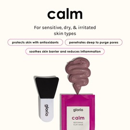 Glorio Calm Aloe Clay Masks (3.2 oz with Applicator), for Reducing Redness & Inflamed Skin, Face Mask Skin Care for Dry, Sensitive Skin Types, Facial Care for Men & Women, Skincare Products for Face, Made in USA