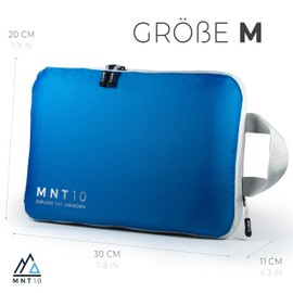 MNT10 Packtaschen recycelt mit Kompression S, M, L, XL I Packwürfel mit Schlaufe als Koffer-Organizer I leichte Kompressionsbeutel für den Rucksack