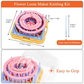 Flower Loom, Round Knitting Loom Set with 1 Plastic Needles for Flower Weaving Loom Knitting Machine Accessories, 9 Pcs Knitting Looms Set DIY Wool Yarn Craft Kits Tool for Socks Gloves Hats Making