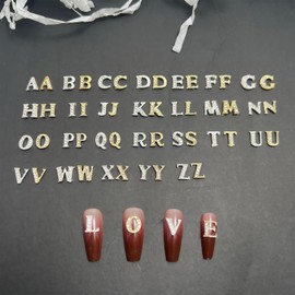 Pizadix Pizadix 52 Pcs 3D Silver and Gold Nail Charms Letters Initial Charms for Nails Nail Letter Charms Alphabet Rhinestone Letter Nail Charms for Nail Art Design Decoration DIY Craft