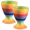 Purity Style Hand Painted Rainbow Stripe Pair of Egg Cups