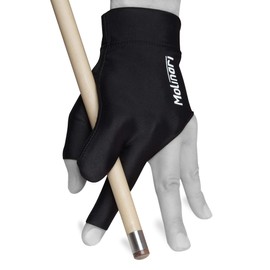 Molinari Billiard Pool Cue Glove - for Left Hand (Right-Handed Player) (Black, Small)