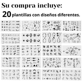 200 Tatuajes Temporales Pequeños Dibujos Animados Tatuaje Falso Pegatinas Resistente Al Agua constelaciones de estrellas lunares, brújula de música, líneas de anclaje, flores para niños, adultos