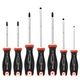 HAUTMEC 7PCS Pro Magnetic Screwdriver Set With Forged S2 Shanks, Magnetic Tips Screw Driver Set and Tri-Material Cushion Grip for Automotive Repair and Site Renovation