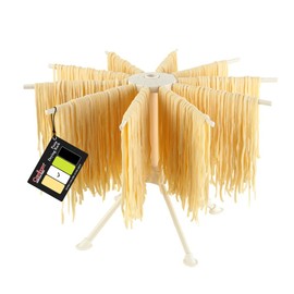 Cambom Collapsible Pasta Drying Rack - Spaghetti Noodle Drying Rack with 10 Bar Handles White