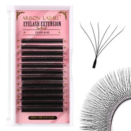 Arison Lashes Double Layers 6DW Shape Eyelash Extension Natural Soft Volume 0.07mm D Curl 8-15mm Mix Premade Fans Faux Mink Matte Black 12 rows