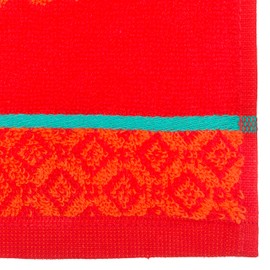 Coucke French Cotton Square Terry Towel, Red Crabe (Crab), 20-Inches by 20-Inches, Red