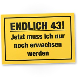 DankeDir! Dreiundvierzig - Schild 30 x 20 cm - Geburtstagsdeko Partydeko Geschenkidee Geburtstagskarte - Geschenk 43er Männer & Frauen 43. Geburtstag Geburtstagsgeschenk 43 Jahre