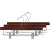 Wooden Pant Hanger with Walnut Finish and Adjustable Cushion Clips,