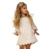 Flower Girl Dress, Lace Dress 3/4 Sleeve Dress (White, 5